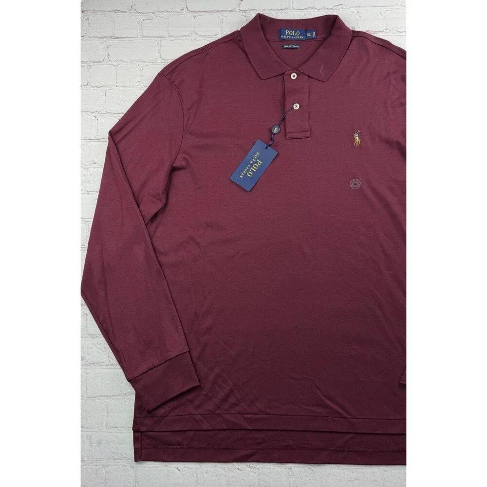Polo Ralph Lauren Pima Soft Touch Polo Shirt Men's XL Burgundy Long Sleeve Pony